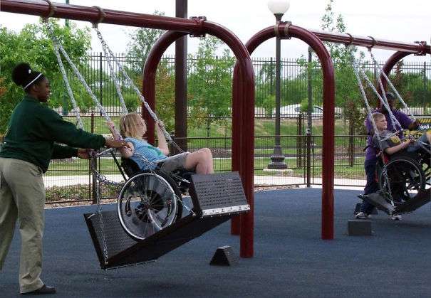 Kind people built swings for children in wheelchairs