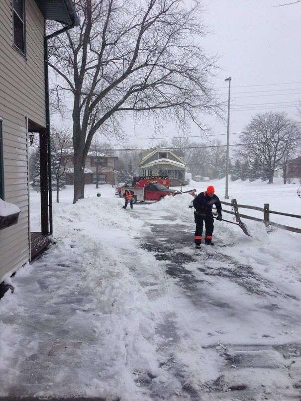 Paramedics admitted the old man to a hospital and returned to shovel his driveway