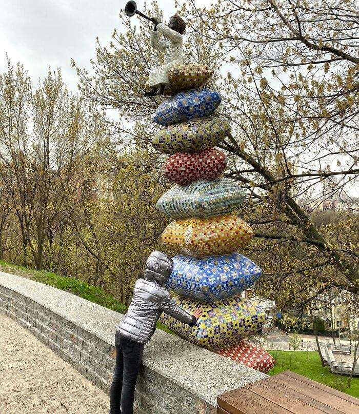 A pillow sculpture in Kyiv