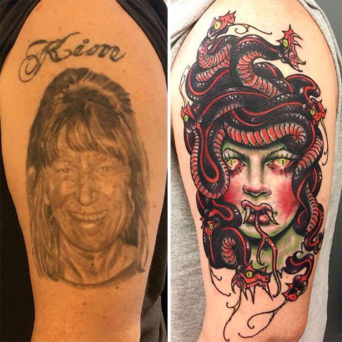 creative ex name tattoo cover up
