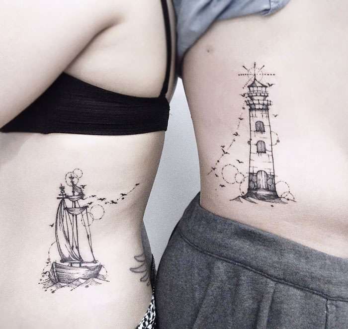 deep meaningful couple tattoos,unique girly best friend tattoos,small matching tattoos,sun and moon tattoo meaning