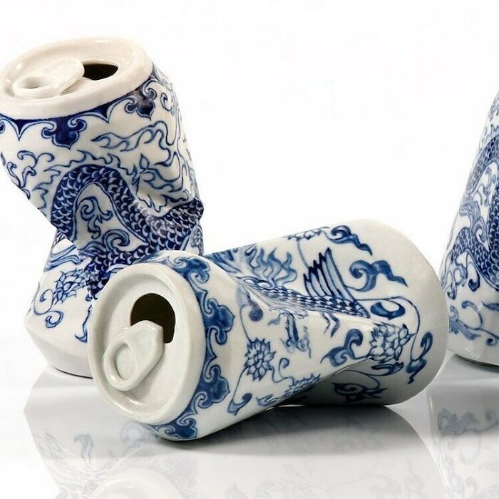These are made of porcelain, inspired by the traditional style of the Ming Dynasty
