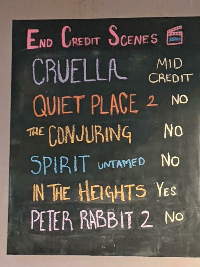 This board tells you if there are any scenes near the end of the movie