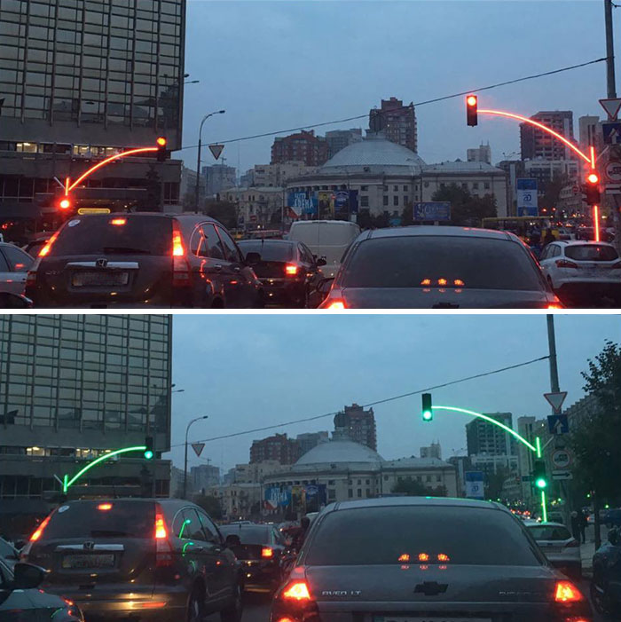 Traffic light in Ukraine, easy to spot