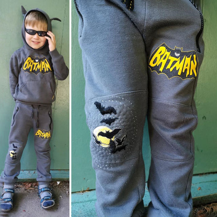 Mender, my kid’s Batman sweatpants