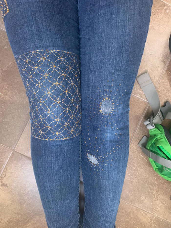 I Fixed the knee of my jeans patch yesterday, and I like it
