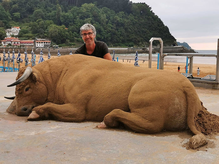 bull sand sculpture