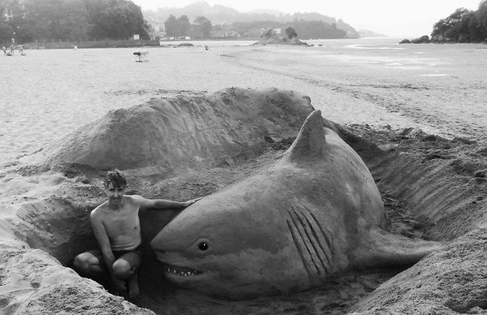 fish sand sculpture