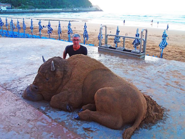 cow sand sculpture