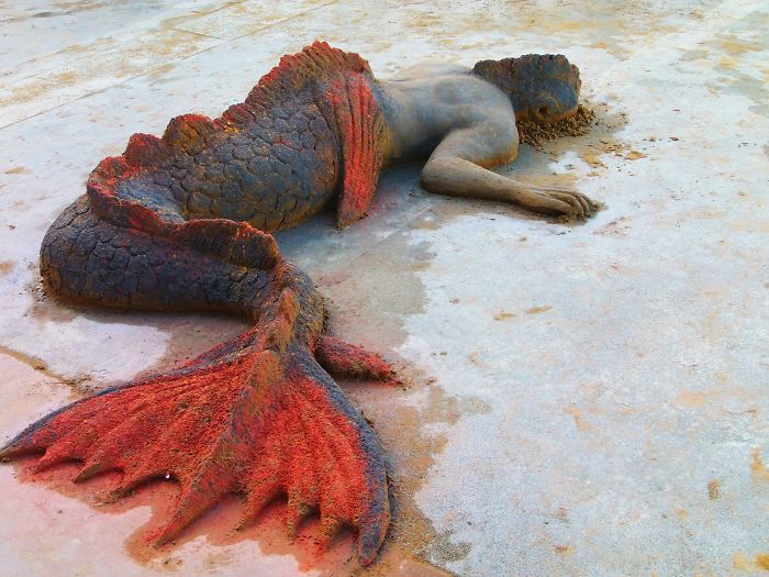 mermaid sand sculpture