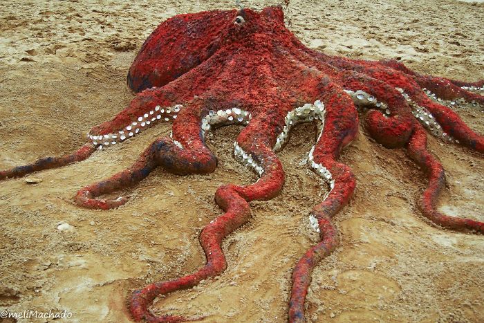 octopus sand sculpture