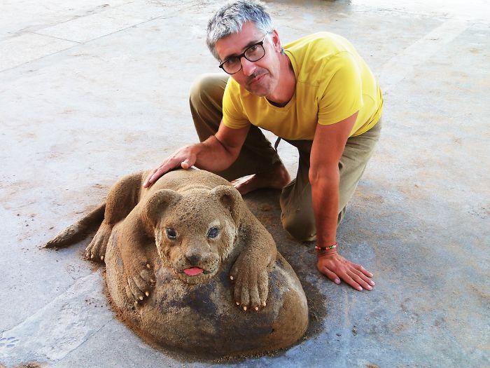 cute animal sand sculpture