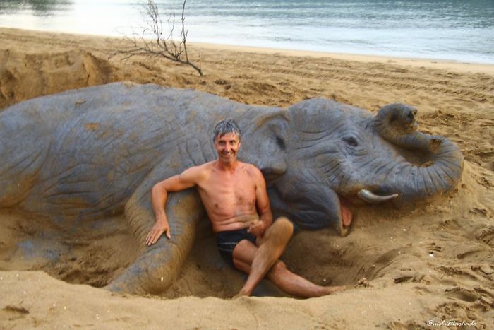 elephant sand sculpture
